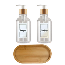 Load image into Gallery viewer, Clear Glass Bottle With Bamboo Rimmed Pump Lid