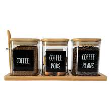 Load image into Gallery viewer, Square Jars With Tray & Spoon - Coffee