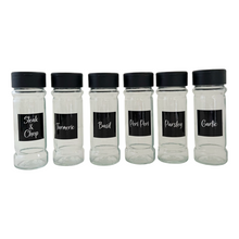 Load image into Gallery viewer, Spice Bottles with Labels and Bamboo Step