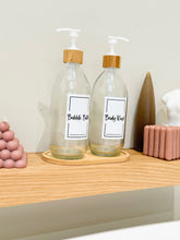 Load image into Gallery viewer, Clear Glass Bottle With Bamboo Rimmed Pump Lid
