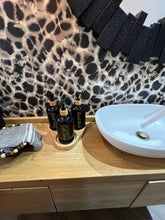 Load image into Gallery viewer, Black Matt Pump Bottles - Set of 3 With Labels & Tray Option