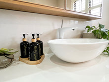 Load image into Gallery viewer, Black Matt Pump Bottles - Set of 3 With Labels & Tray Option