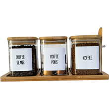 Load image into Gallery viewer, Square Jars With Tray & Spoon - Coffee