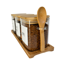 Load image into Gallery viewer, Square Jars With Tray & Spoon - Coffee