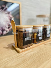 Load image into Gallery viewer, Square Jars With Tray & Spoon - Coffee