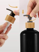 Load image into Gallery viewer, Black Matt Pump Bottles - Set of 3 With Labels & Tray Option