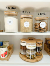 Load image into Gallery viewer, Round Glass Jars - Natural Bamboo Lid (All Sizes)