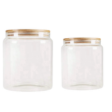 Load image into Gallery viewer, Round Kobe Glass Jar With Bamboo Lid