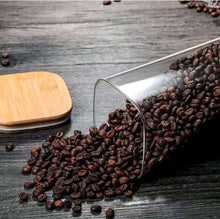Load image into Gallery viewer, Square Glass Jars - Natural Bamboo Lid (All Sizes)