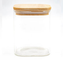 Load image into Gallery viewer, Square Glass Jars - Natural Bamboo Lid (All Sizes)