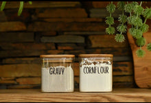 Load image into Gallery viewer, Square Glass Jars - Natural Bamboo Lid (All Sizes)