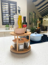 Load image into Gallery viewer, Bamboo Two Tier Rotatable Lazy Susan