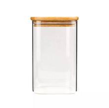 Load image into Gallery viewer, Square Glass Jars - Natural Bamboo Lid (All Sizes)