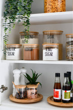 Load image into Gallery viewer, Square Glass Jars - Natural Bamboo Lid (All Sizes)