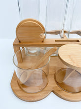 Load image into Gallery viewer, Bamboo Kitchen Spice/Herb Jars with Oil & Vinegar Storage Set