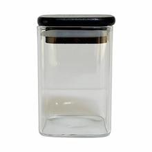 Load image into Gallery viewer, Square Glass Jars – Black Bamboo Lid (All Sizes)