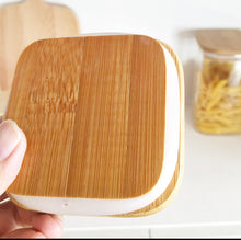 Load image into Gallery viewer, Square Glass Jars - Natural Bamboo Lid (All Sizes)