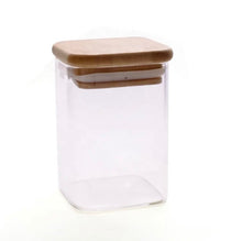 Load image into Gallery viewer, Square Glass Jars - Natural Bamboo Lid (All Sizes)