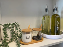 Load image into Gallery viewer, Round Glass Jar With Bamboo Tray Set - Double & Triple