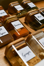 Load image into Gallery viewer, Square Glass Jars - Natural Bamboo Lid (All Sizes)