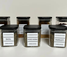 Load image into Gallery viewer, Square Glass Jars – Black Bamboo Lid (All Sizes)