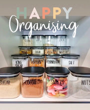 Load image into Gallery viewer, Square Glass Jars – Black Bamboo Lid (All Sizes)