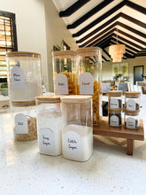 Load image into Gallery viewer, Square Glass Jars - Natural Bamboo Lid (All Sizes)