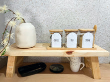 Load image into Gallery viewer, Square Glass Jar Set With Bamboo Tray & Spoon - Triple