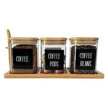 Load image into Gallery viewer, Square Jars With Tray &amp; Spoon Hot Chocolate &amp; Coffee
