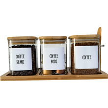 Load image into Gallery viewer, Square Jars With Tray &amp; Spoon Hot Chocolate &amp; Coffee
