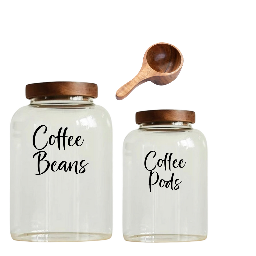 Acacia Lid - Coffee Bean & Pod Set
