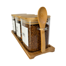 Load image into Gallery viewer, Square Jars With Tray &amp; Spoon Hot Chocolate &amp; Coffee
