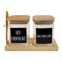 Load image into Gallery viewer, Square Jars With Tray &amp; Spoon Hot Chocolate &amp; Coffee
