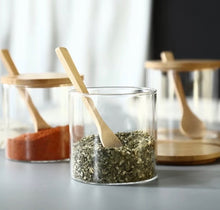 Load image into Gallery viewer, Round Glass Jar With Bamboo Lid &amp; Spoon
