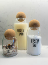 Load image into Gallery viewer, Glass Cork Jar - Bath Essentials
