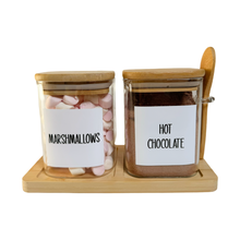 Load image into Gallery viewer, Square Jars With Tray &amp; Spoon Hot Chocolate &amp; Coffee
