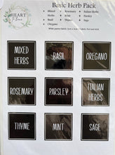 Load image into Gallery viewer, Basic Herb Label Pack - Black Square Labels
