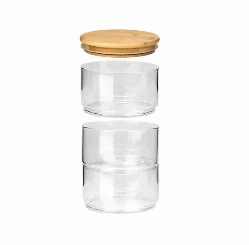 Three Tier Stackable Jar With Bamboo Lid