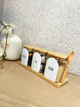 Load image into Gallery viewer, Square Glass Jar Set With Bamboo Tray &amp; Spoon

