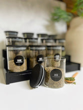 Load image into Gallery viewer, Round Glass Jars - Black Bamboo Lid (All Sizes)
