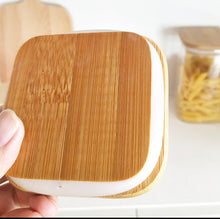 Load image into Gallery viewer, Square Glass Jars -  Natural Bamboo Lid (All Sizes)
