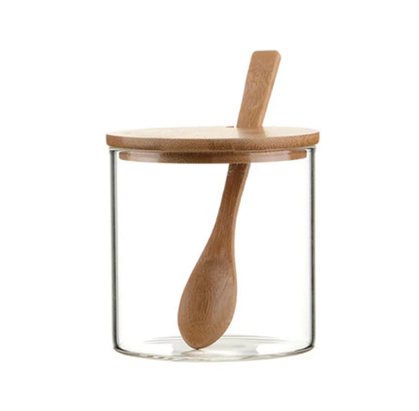 Round Spice Jar With Bamboo Lid and Spoon