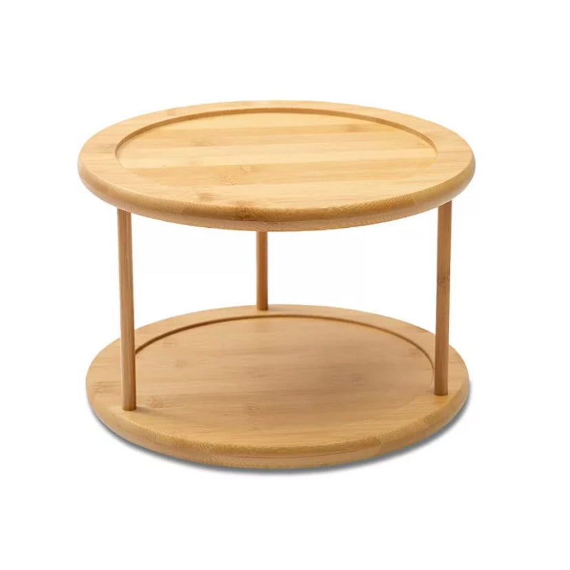Bamboo Two Tier Rotatable Lazy Susan
